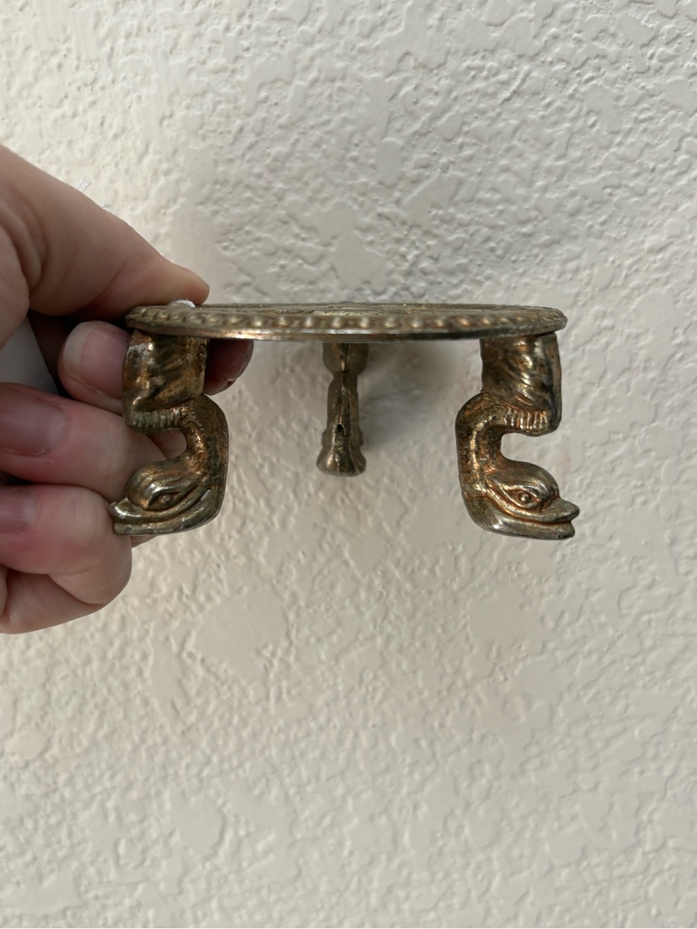 Decorative Brass Wall Shelf with Coy Fish Feet - Antique Brass Finish